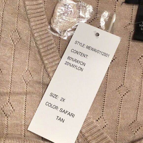 Design 365 Safari Tan Faux Button V Neck Pullover Knit Sweater NEW - Picture 12 of 13